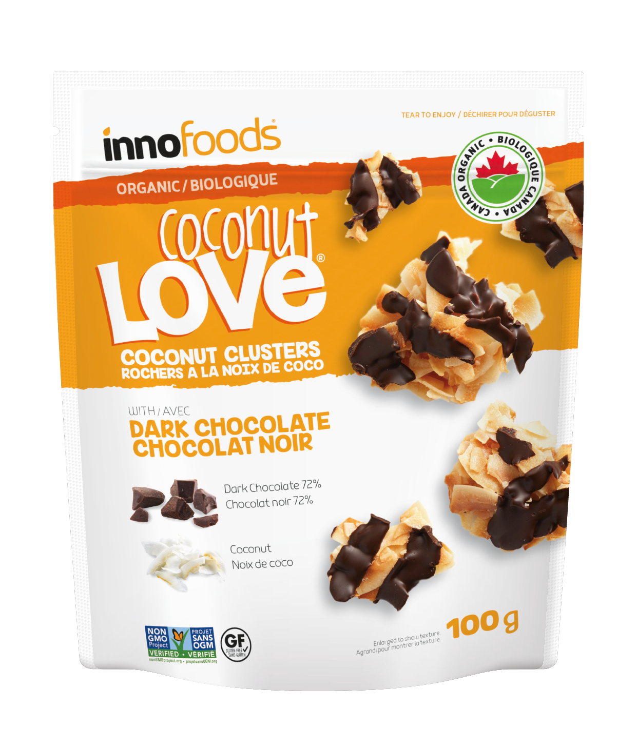 Inno Foods Organic Coconut Clusters With Dark Chocolate 100g