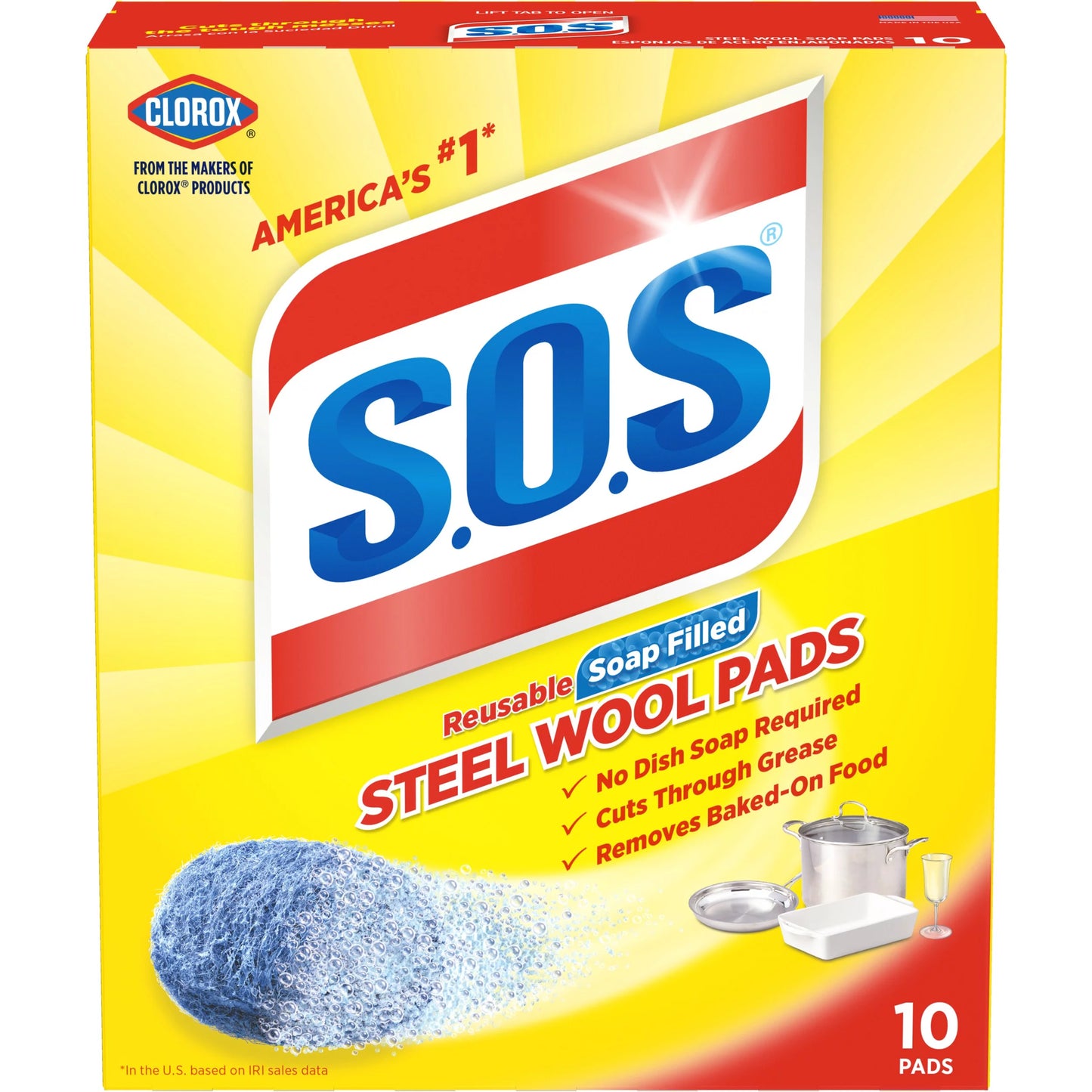 Clorox S.O.S Reusable Steel Wool Pads 10pk