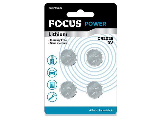 Focus Cell Batteries CR2025 4pc #86025