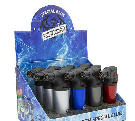 Special Blue Bernie Metal Single Flame Mini Butane Gas Torch Lighters - Assorted Colors