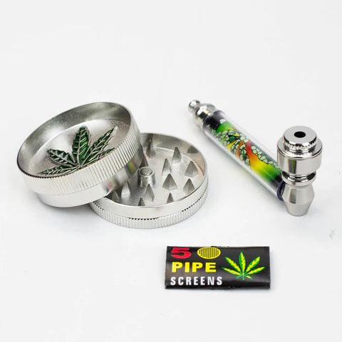 METAL PIPE WITH SCREEN AND GRINDER