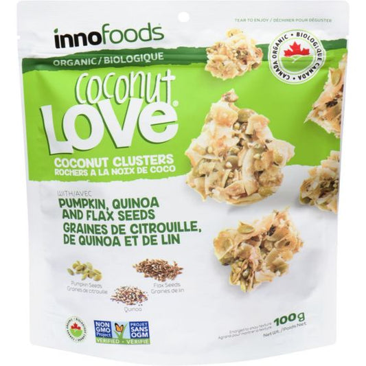 Inno Foods Organic Coconut Clusters With Pumpkin , Quinoa & Flax Seeds 100g