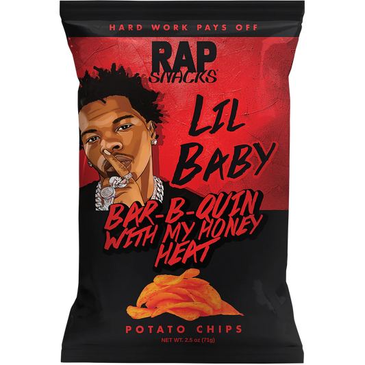 Rap Snacks Lil Baby BBQ Honey Heat Potato Chips 2.5oz