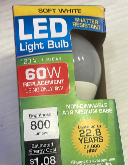 Soft White LED Light Bulb 1pk