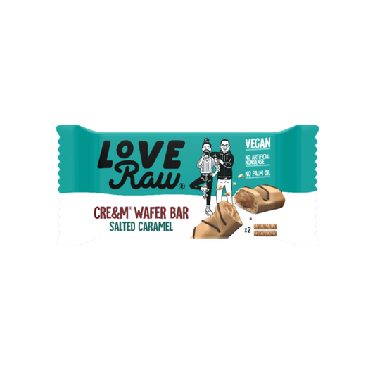 Love Raw Vegan Cream Wafer Bar Salted Caramel British 43g